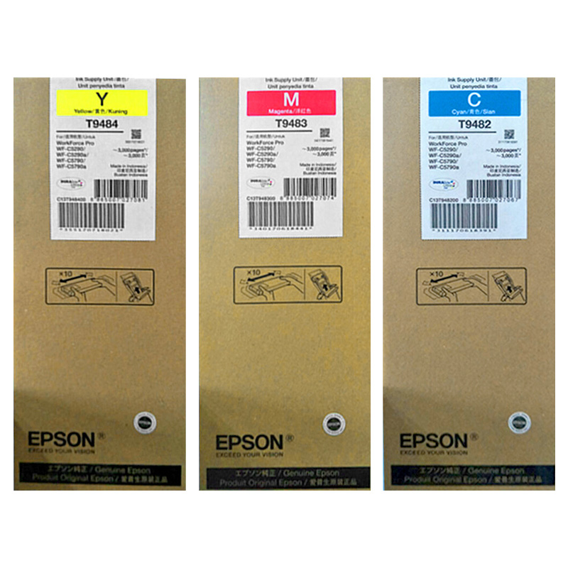 （四川农行专供）彩色墨盒套装（T9482青色、T9483红色、T9484黄色）/适用机型EPSON WF-C5290a彩色喷墨打印机、EPSON WF-C5790a彩色喷墨打印机/打印量3000页