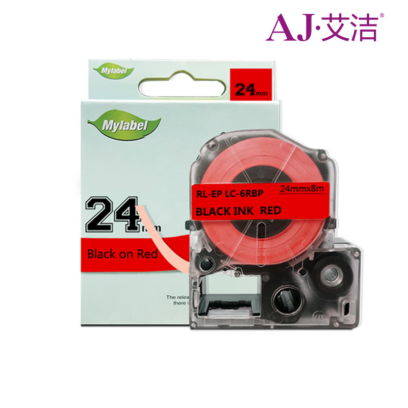 艾洁 24mm红底黑字标签色带 （个）适用爱普生EPSON LW600P;LW700;锦宫SR530C;SR550CC LK-6RBP
