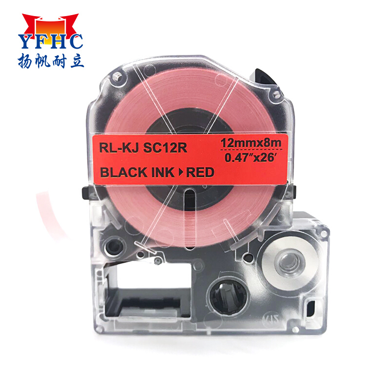 扬帆耐立YFHC 锦宫SC12R标签色带(红底黑字/12mm) 适用于：锦宫kingjim SR3900C/SR530C/SR550C/SR230CH/SR230C（个）