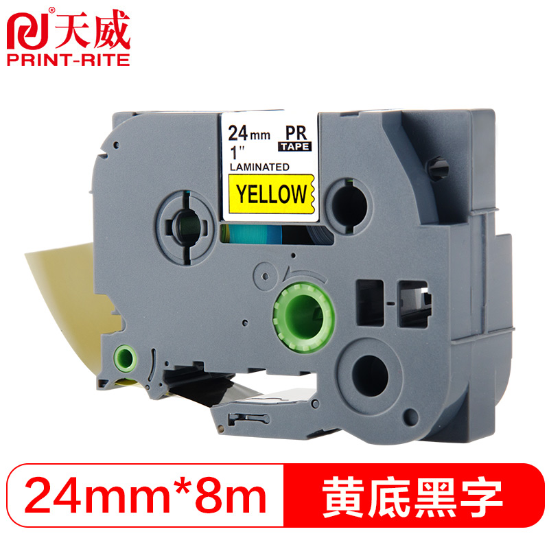天威 PR－TZw651 兼容标签机色带 黄底黑字 专业装  （个）（ 适用：PT－520/530/540/550）