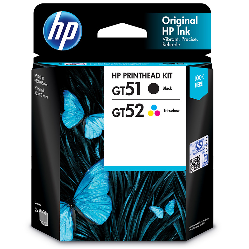 惠普（HP）3JB06AA连供系列打印头 GT51黑色打印头1支+GT52彩色打印头1支（单位：套） 适用于 HP GT5810/5820 / Ink Tank 310系列/410系列