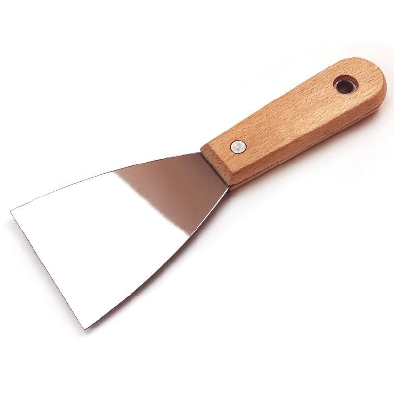 国产加厚木柄铁柄油灰刀不锈钢铲刀腻子刀201不锈钢木柄3寸（把）