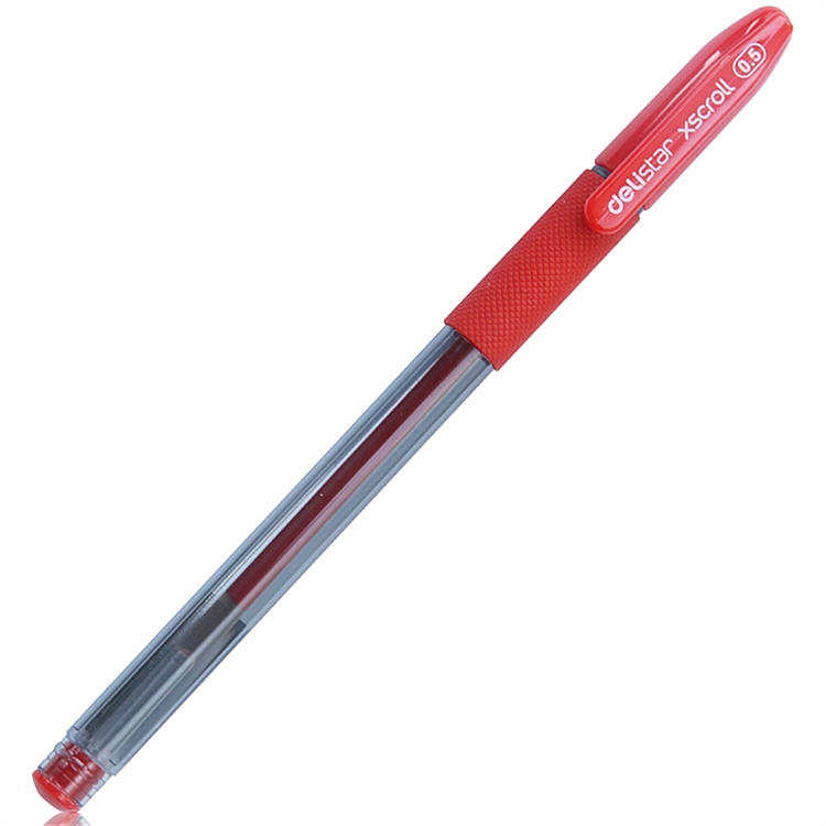 得力 S55 签字笔中性笔水笔 0.5mm 12支/盒 (单位:支) 红色