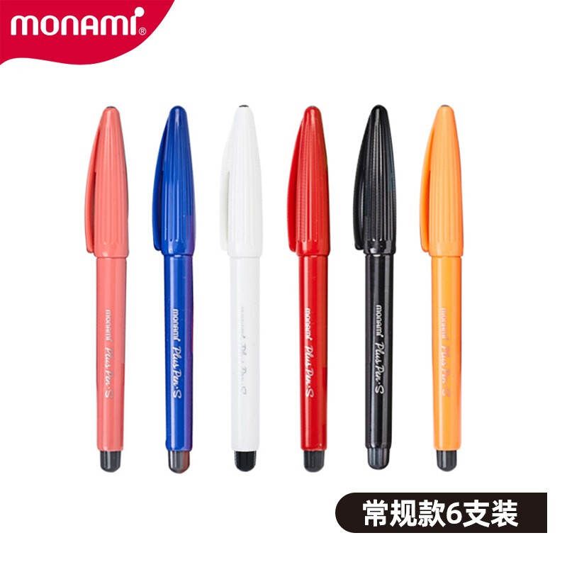 慕那美（monami）04031Z06纤维笔水性勾线笔彩色中性笔手账笔0.4mm常规色6色套装(单位：盒)