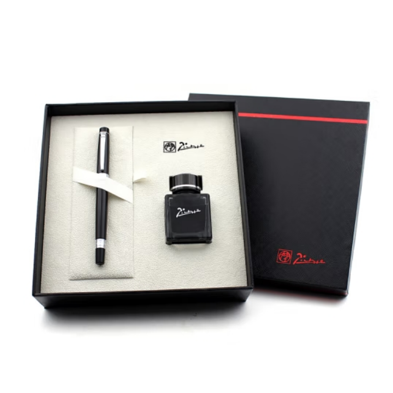毕加索 ps-5505钢笔套装（亮黑银夹+墨水） (单位：套)