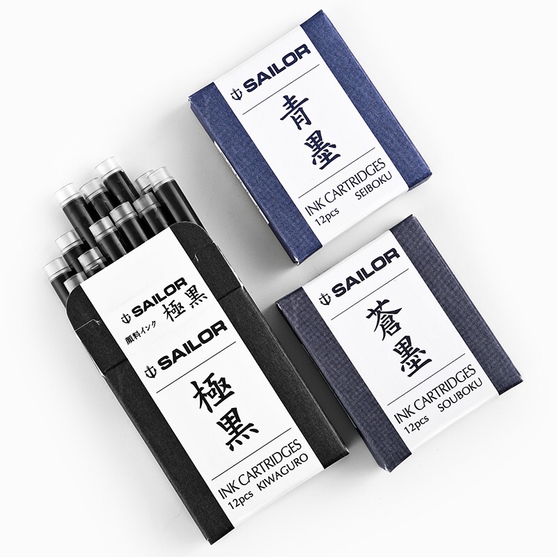 日本SAILOR写乐极黑钢笔替换墨囊12支/盒（单位：盒）