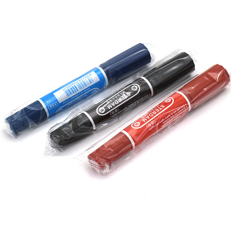 国产 双头油性记号笔可加墨大头笔 红色100支（组）