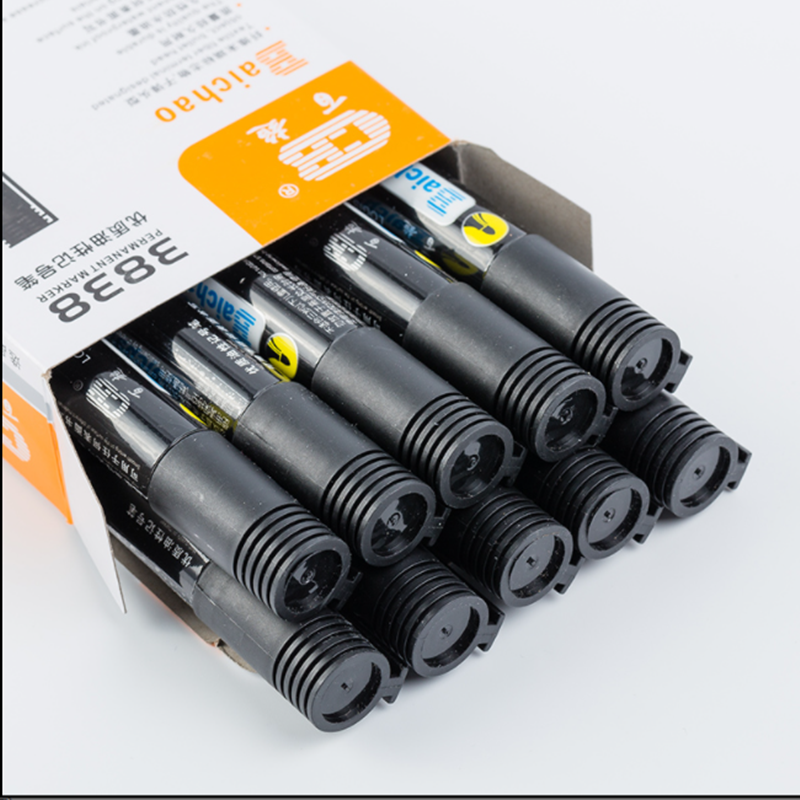 博采百超3838优质油性黑色记号笔10支/盒（盒）