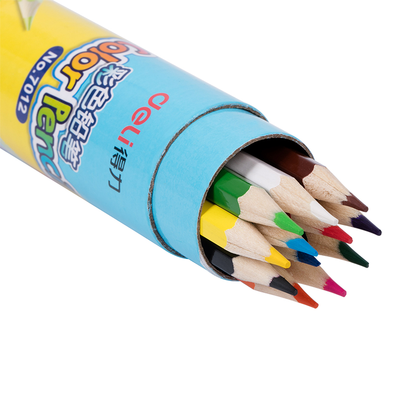 得力 7012 彩色铅笔 12支/桶 （单位：桶） 混色