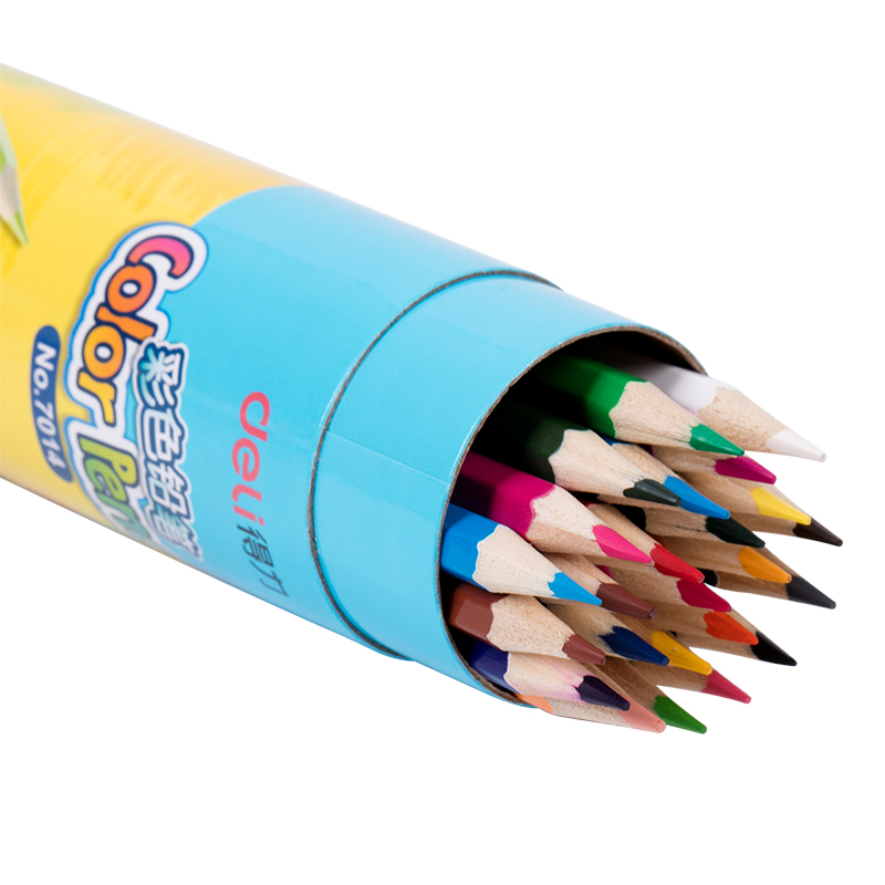 得力 7014 彩色铅笔 24支/桶 （单位：桶） 混色