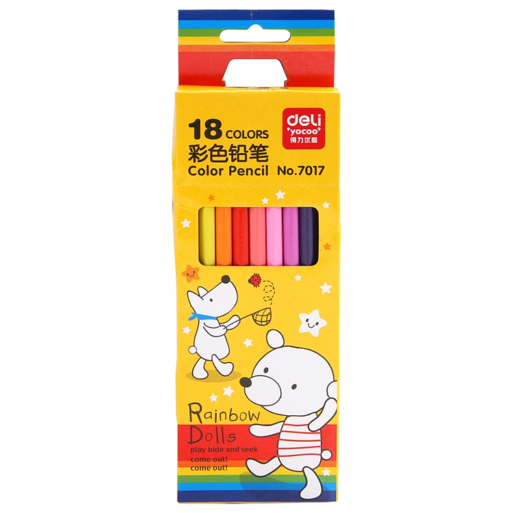 得力 7017 彩铅铅笔 18支/盒 (单位:盒) 18色