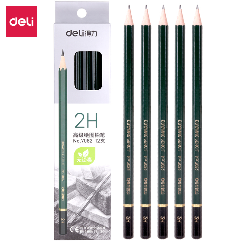 得力 7082 铅笔 2H 12支/盒 192盒/箱 (单位:盒) 墨绿色