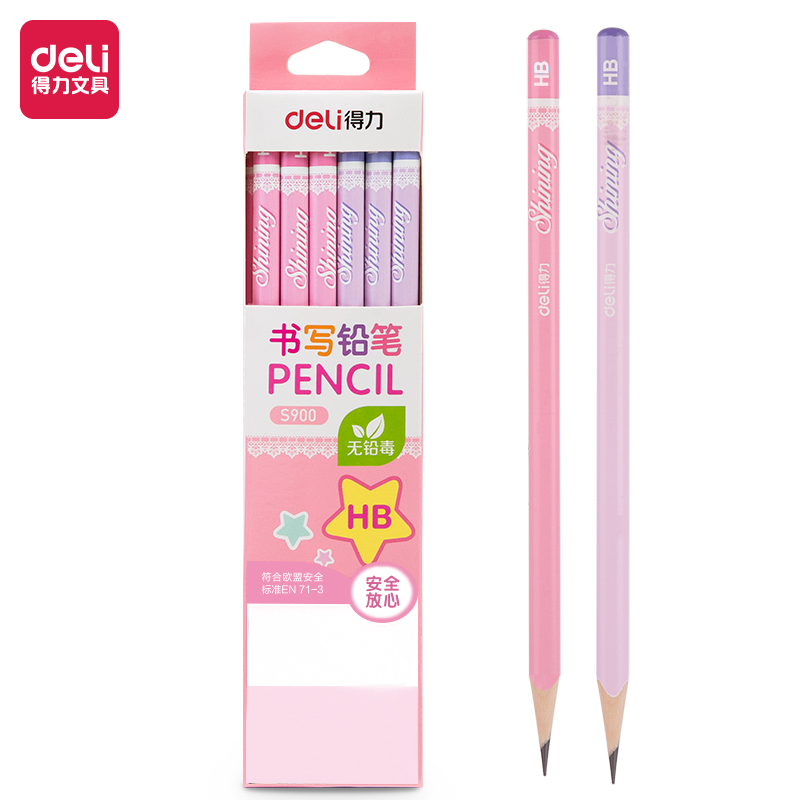 得力S900铅笔(粉)12支/盒 24盒/包(单位:包)