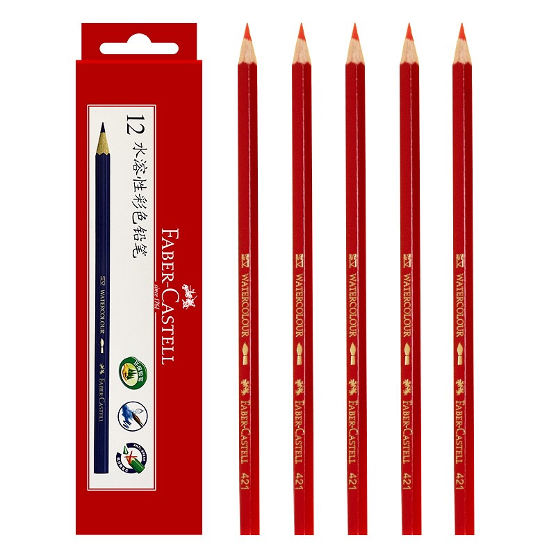 辉柏嘉 421彩色铅笔 水溶彩铅 12支装 大红色 （盒）