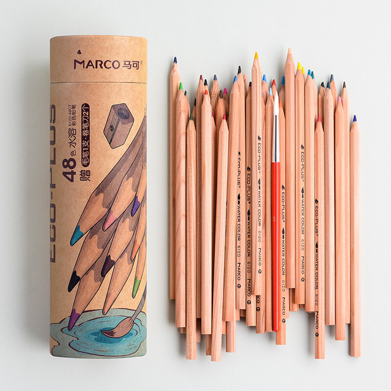马可（MARCO）6120系列48色油性水溶彩色铅笔原木系列(单位：筒)