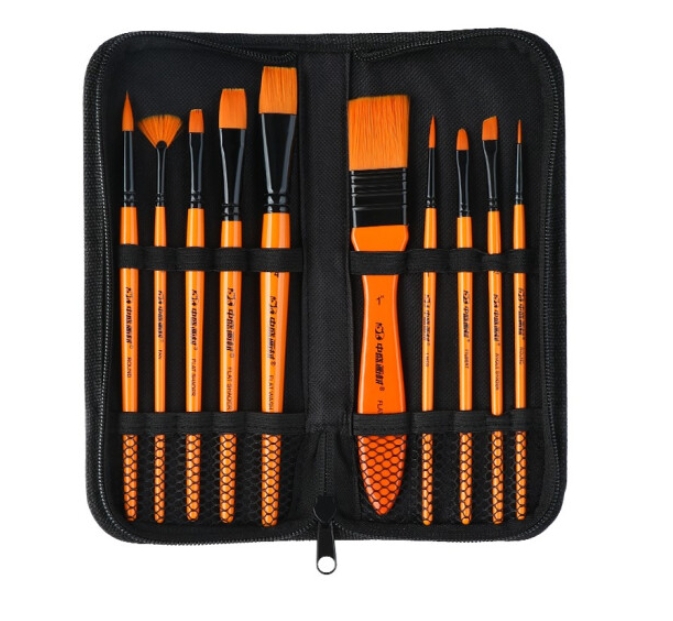 国产橙色尼龙画笔套装10支装毛笔（套）