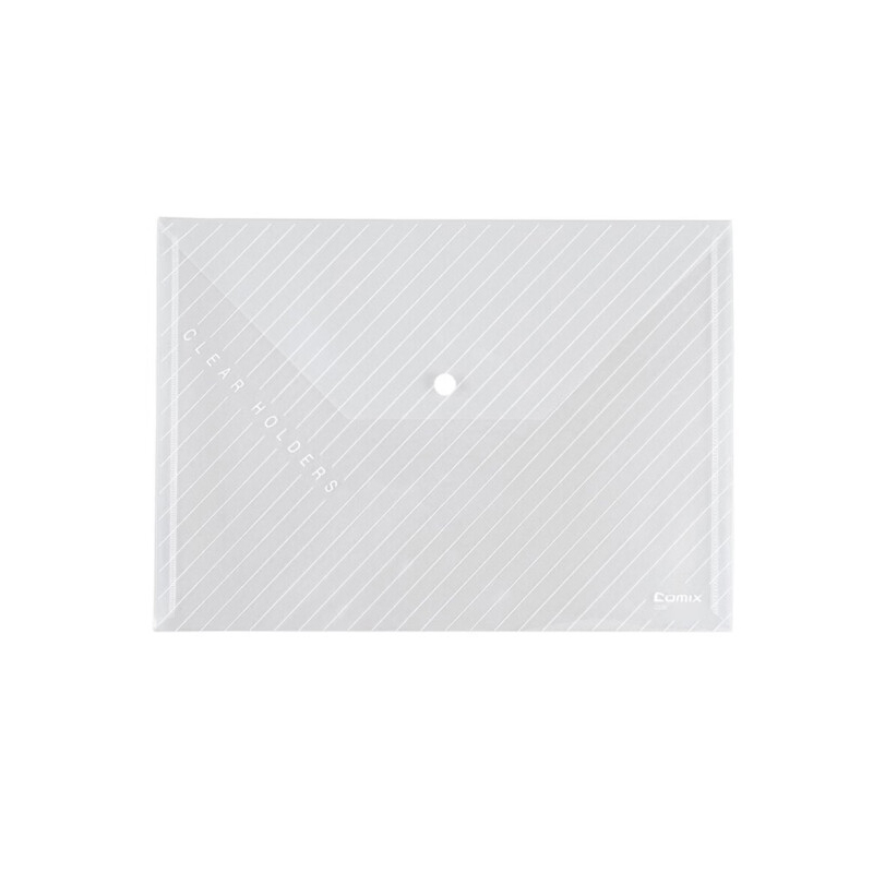 齐心（COMIX）C330文件袋   加厚条纹A4透明按扣袋  白色  10只/盒(单位：盒)
