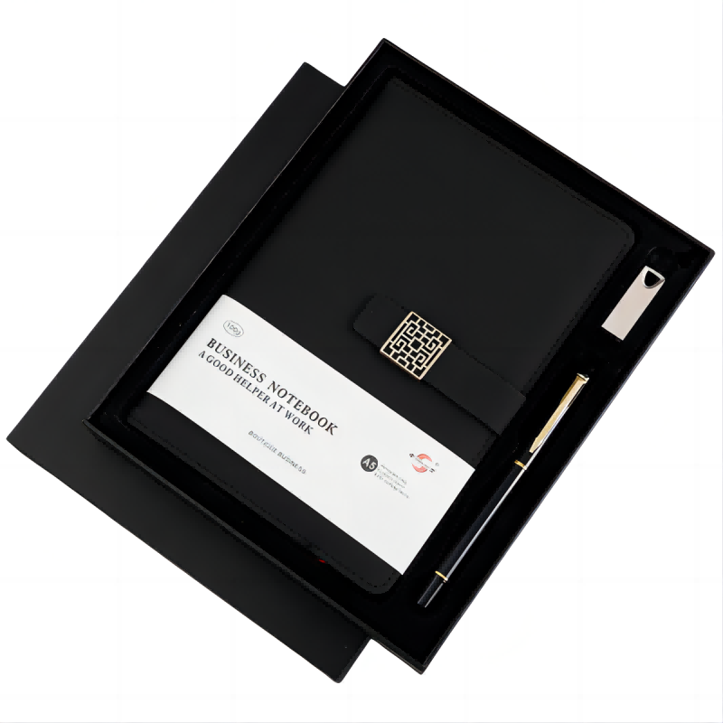申士JD2556-3商务笔记本 A5/25K 礼盒套装黑带U盘(本)