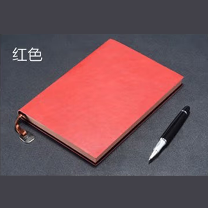 九千年 软皮笔记本高档皮面简约纯色办公本25K红色（本）