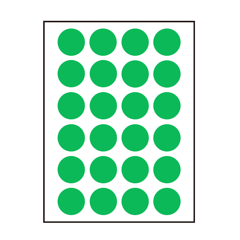 卓联自粘性标签圆点ZL31 24枚*12 直径16mm （绿色）（包）12张/包