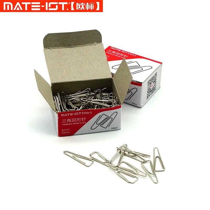 欧标(MATE-1ST) B2593 28mm 100枚/盒  三角形 回形针 (计价单位：盒) 银色