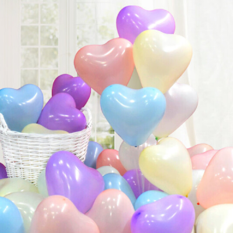 嘉利恒兴气球马卡龙心形100个 婚房装饰加厚气球混装结婚装饰+打气筒（袋）