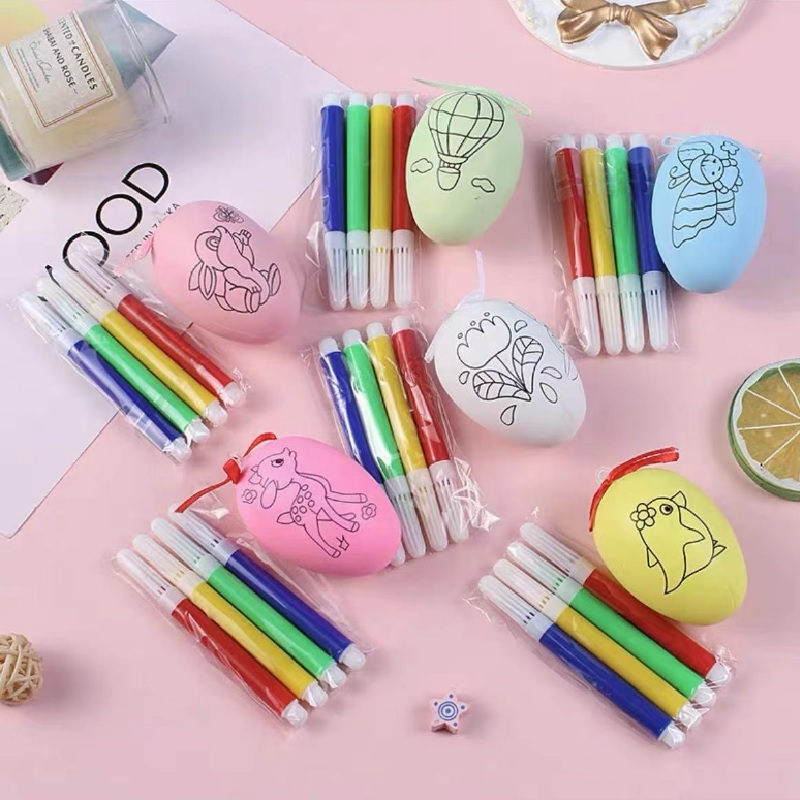 国产 儿童塑料彩绘蛋 diy手工制作材料 50个蛋配50包4色水彩笔（包）