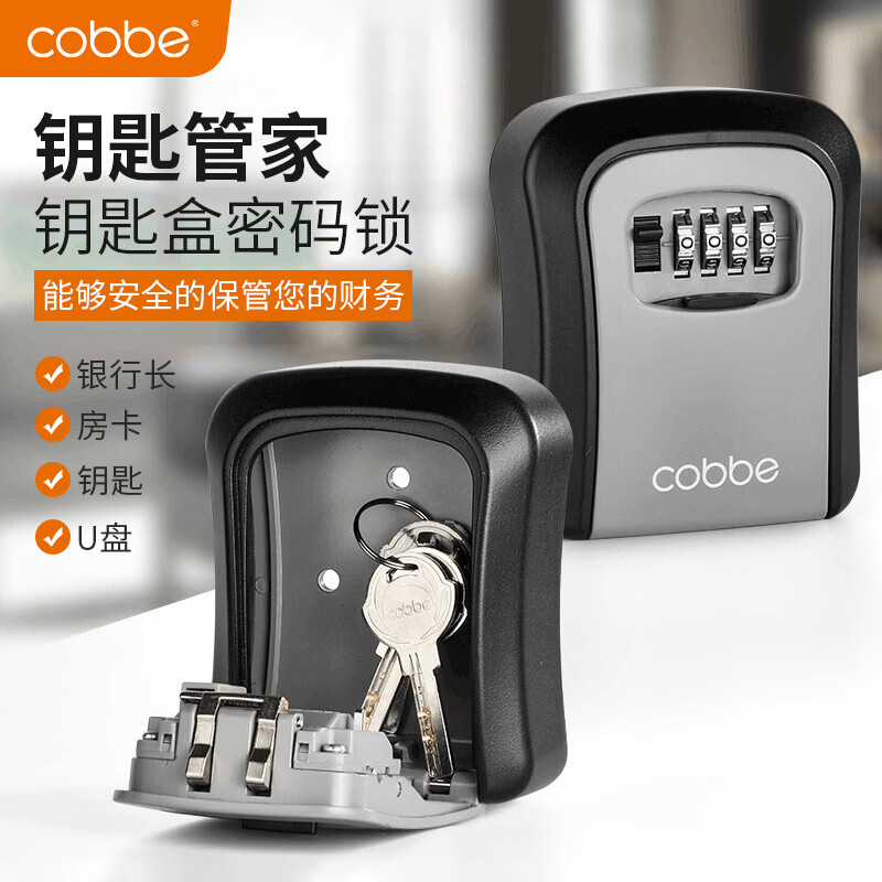 卡贝（Cobbe）CL-YSH密码盒装修钥匙盒金属大门工地防盗钥匙收缩盒箱户外壁挂式防砸，小号（个）