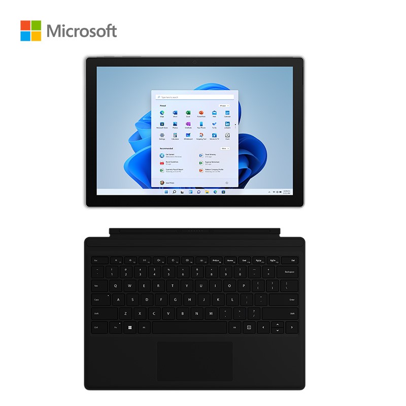 微软Surface Pro 7+ 商用版 亮铂金平板+典雅黑键盘 11代i5 8G+128G 锐炬Xe 12.3英寸 二合一 轻薄本 WiFi版（套）