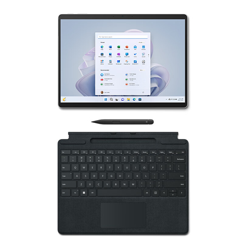 微软Surface Pro 9二合一平板i5 8G+256G 亮铂金+13英寸120Hz触控屏带典雅黑触控笔+键盘盖（套）