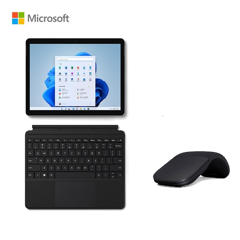 微软Surface Go3二合一平板电脑 酷睿i3 8G+256G 亮铂金+典雅黑键盘盖+Surface Arc 石墨黑鼠标 10.5英寸 学生平板 轻薄笔记本电脑（套）