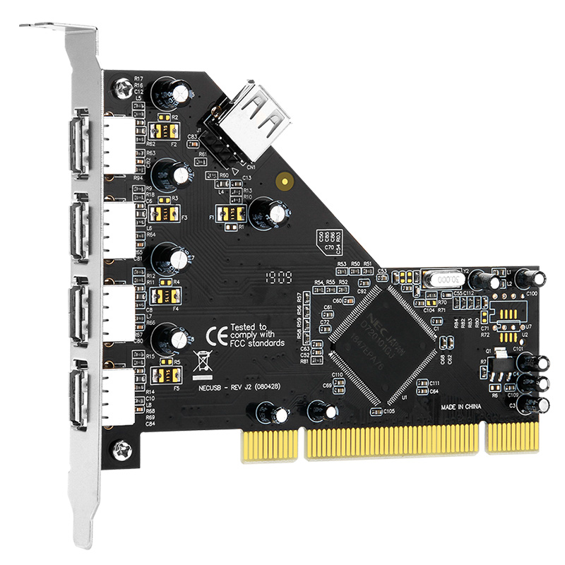 魔羯(MOGE)PCI转5口USB2.0扩展卡 MC1010 台式电脑主机后置5口USB2.0转接卡(片)