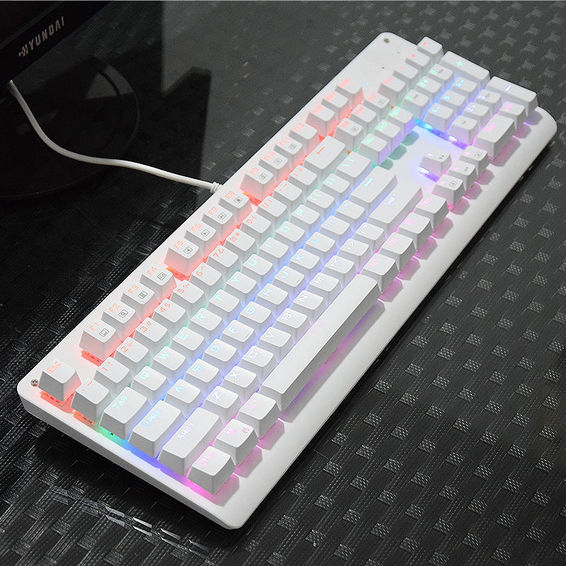 灵蛇 机械键盘青轴有线游戏机械键盘吃鸡发光机械键盘混光 K807白色 青轴（个）