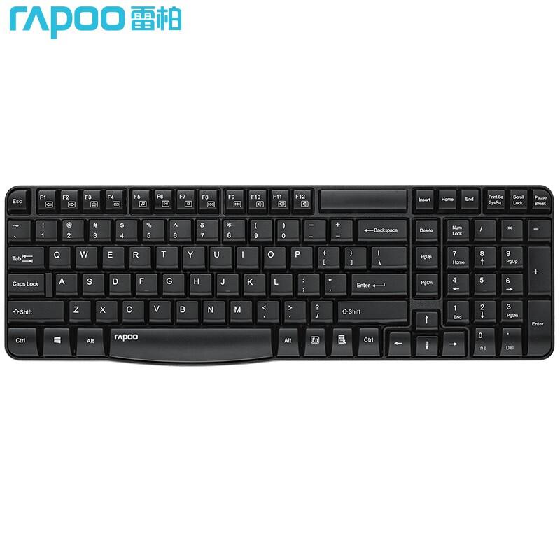 雷柏（Rapoo） E1050 无线键盘 办公键盘 紧凑键盘 防溅洒设计 笔记本键盘 电脑键盘 黑色（个）