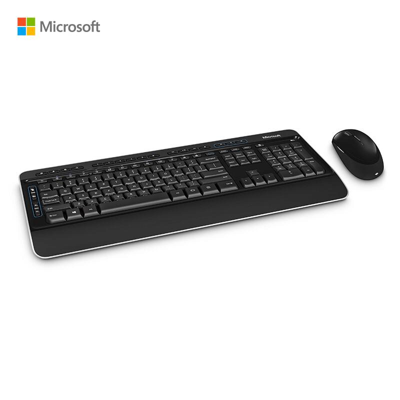 微软(Microsoft) 3050 加密键盘+蓝影对称鼠标 无线 键盘键鼠套装 1.00 个/套 (计价单位：套) 黑色