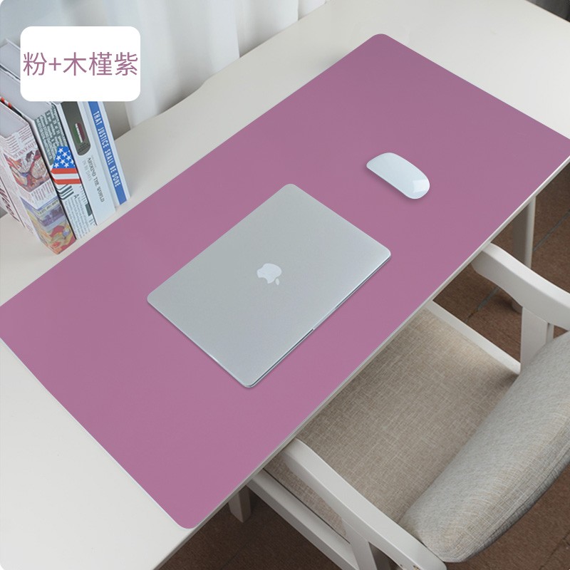 玲魅Linmath 鼠标垫超大号办公室桌垫笔记本电脑垫键盘垫桌垫家用大码垫子防水垫 120*60CM粉色+木槿紫(个)