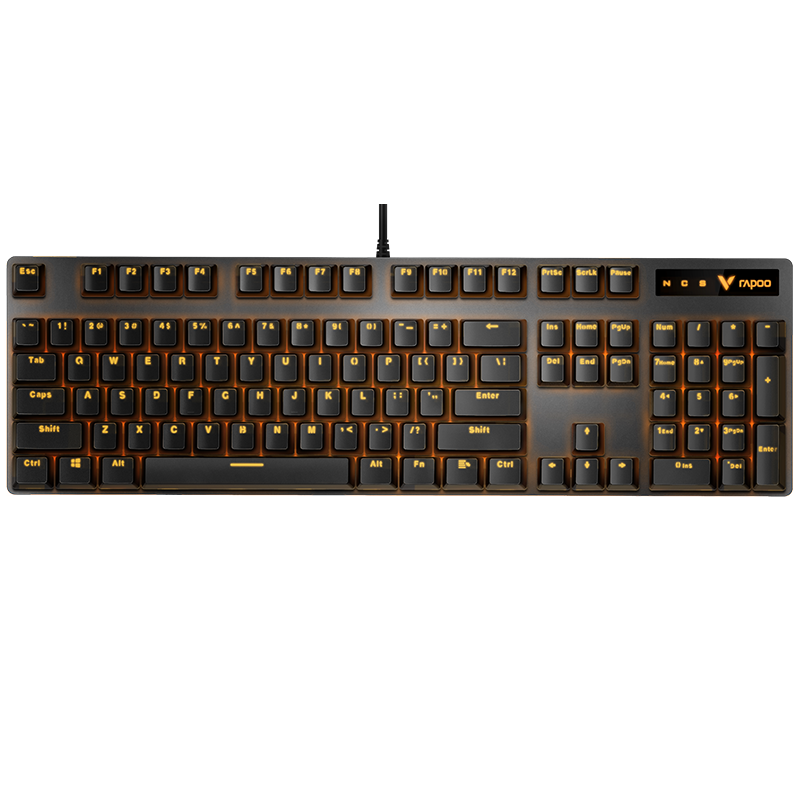 雷柏（Rapoo） V500PRO单光版 有线背光机械键盘 104键全尺寸游戏电竞笔记本电脑办公吃鸡全键无冲键盘 青轴(个)