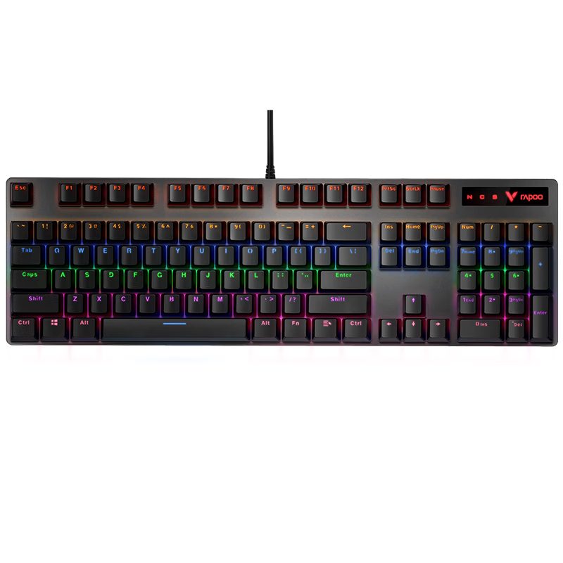 雷柏（Rapoo） V500PRO 有线背光机械键盘 104键全尺寸游戏电竞笔记本电脑多媒体办公吃鸡全键无冲键盘 红轴(个)