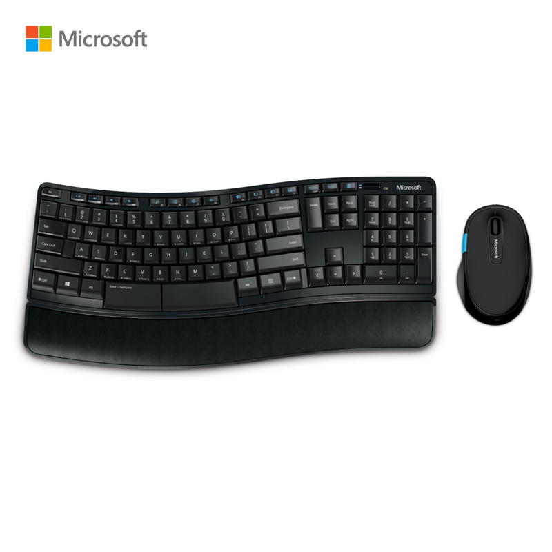微软Sculpt无线舒适桌面套装 | Sculpt舒适滑控鼠标+键盘 力学舒适设计  Windows 10集成 无线办公键鼠套装(套)