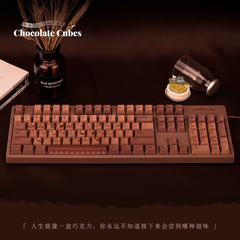 黑爵（AJAZZ）新国货国潮巧克力机械键盘 游戏键盘 有线键盘 104键PBT热升华键帽 电竞游戏电脑办公 兰轴（个）