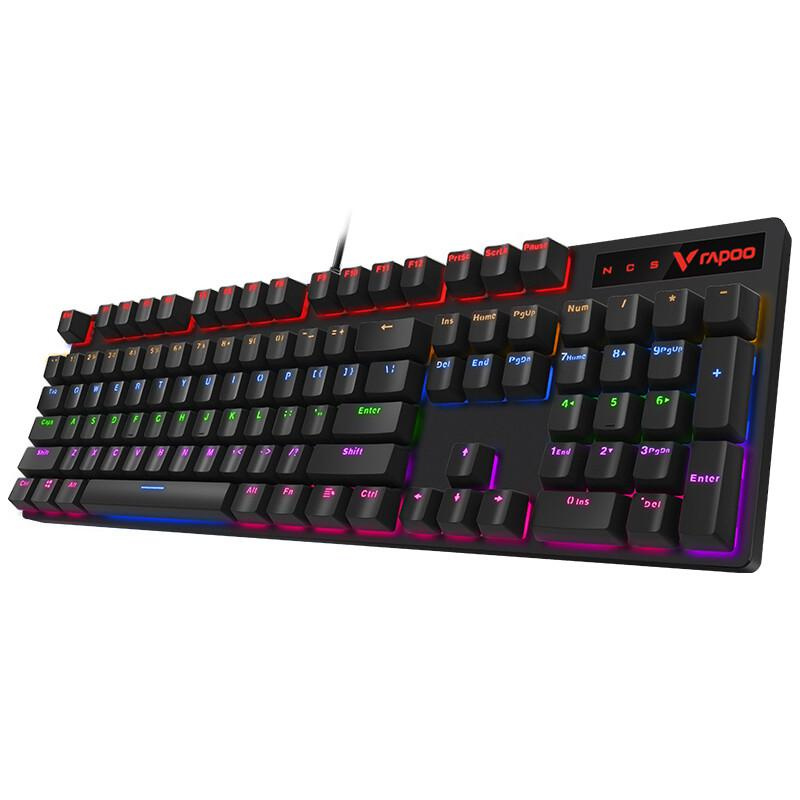 雷柏（Rapoo） V500PRO 机械键盘 有线键盘 游戏键盘 104键混光键盘 吃鸡键盘 电脑键盘 黑色 青轴（个）