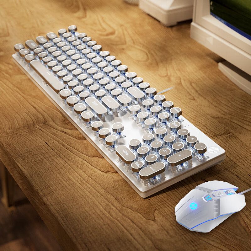 惠普（HP）GK400Y键盘＋M1鼠标 [键鼠套装]银白白光+游戏鼠标 青轴(单位：套)