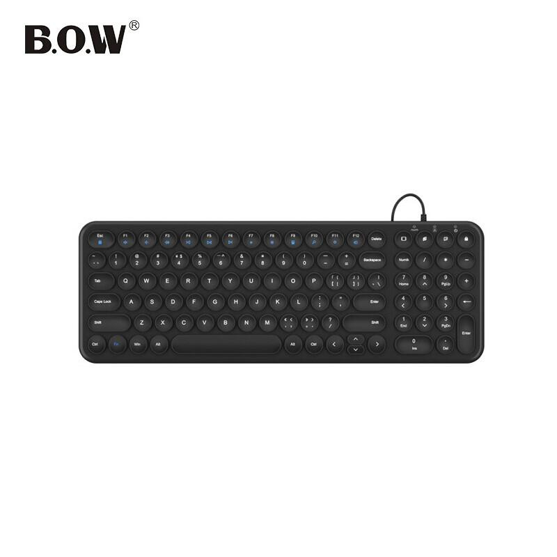 航世（BOW）HW098AS-2办公有线键盘 黑色(单位：个)