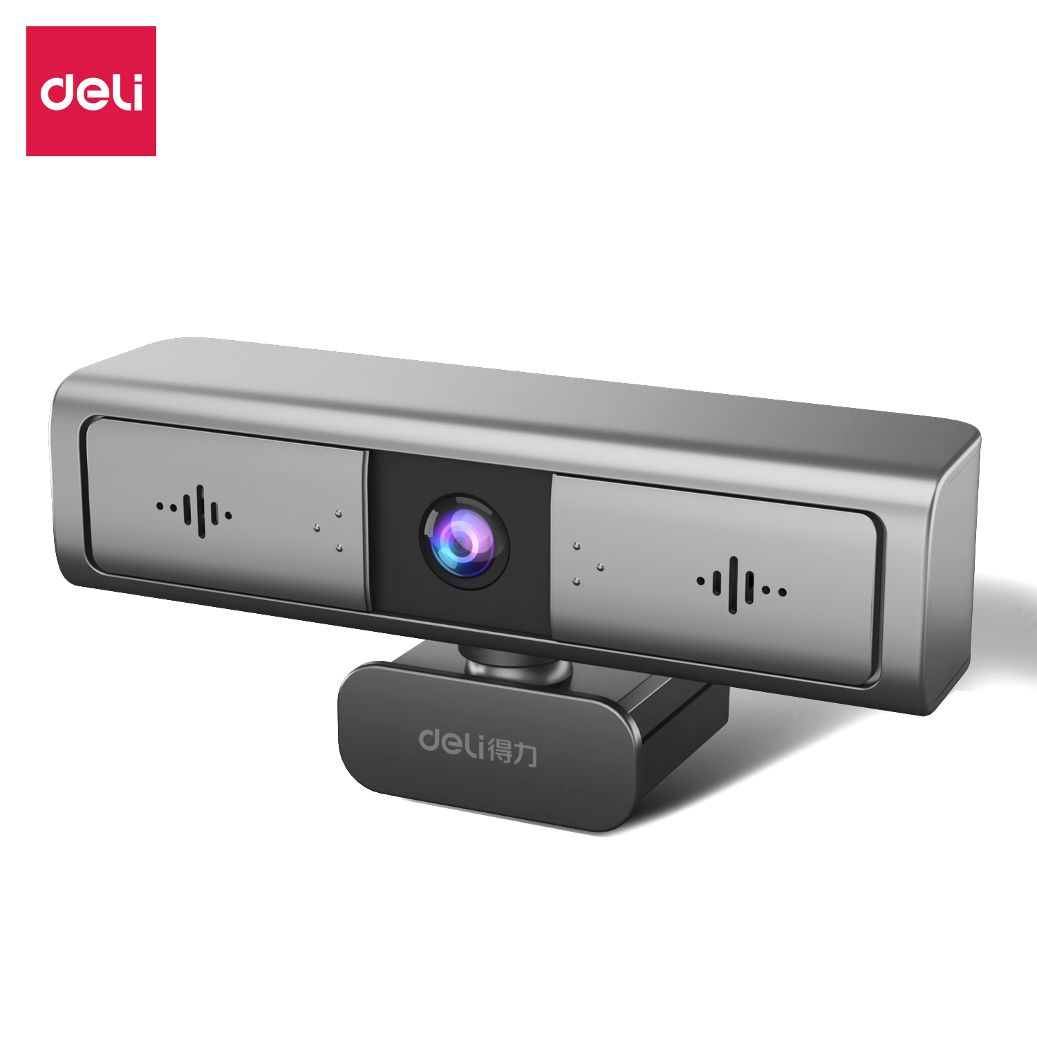 得力14850 USB摄像机 电脑摄像头高清1080P 双麦克风 银灰色（个）