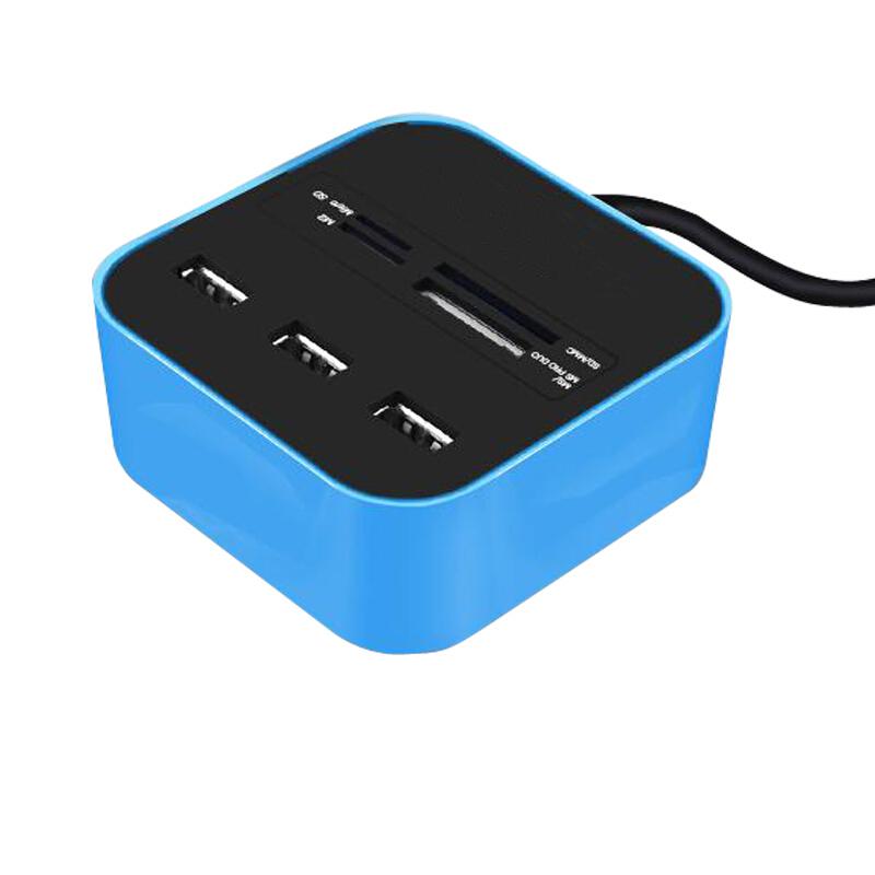 酷比客LCHC01BU/USB2.0三HUB/USB3分线器带读卡器蓝(个)