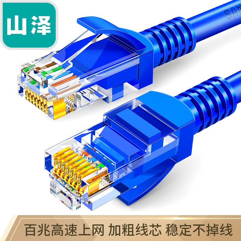 山泽SZW-1200超五类网线CAT5e百兆网线20米成品网线 蓝色（根）