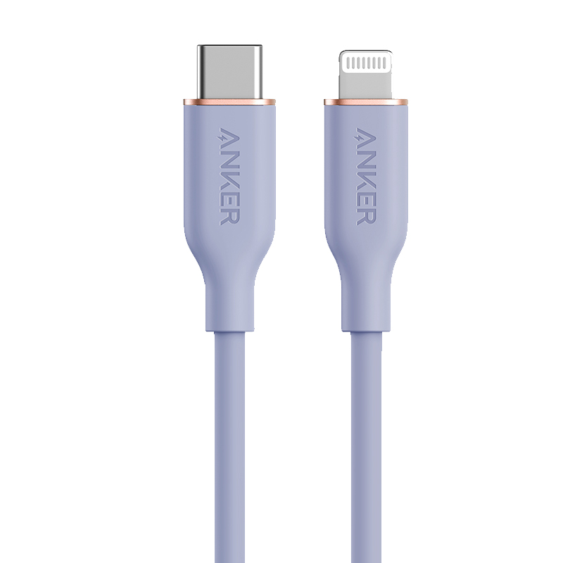 安克（ANKER）A86626V1  MFi认证苹果数据线 硅胶材质快充 USB-C转Lightning 0.9m丁香紫（条）