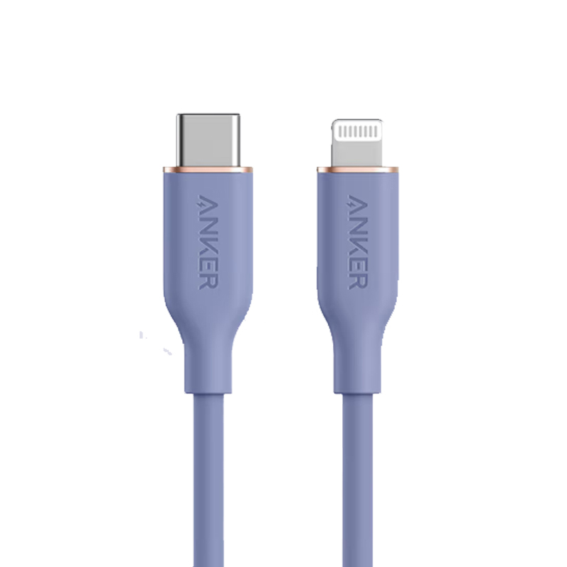 安克（ANKER）A86626Q1   MFi认证苹果数据线 硅胶材质快充 USB-C转Lightning 0.9m薰衣草灰 （条）