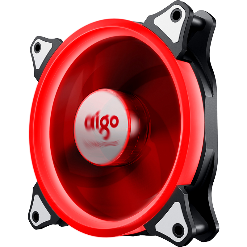 爱国者（aigo） 极光 12CM红光 电脑机箱风扇（小3P+大4P双接口/水冷排散热/减震脚垫/附4螺丝）(只)