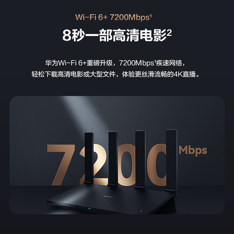 华为WS8700千兆端口高速全屋无线wifi6路由器AX7200（个）